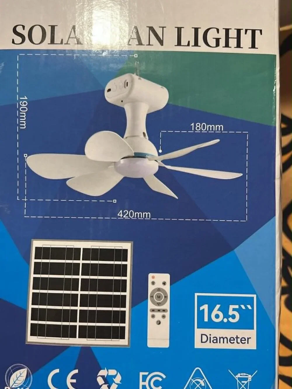 Solar Fan Light Kit w/ Remote & Solar Panel – New Open Box